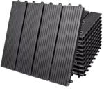 Debau 1 m2 WPC kazettás teraszburkolólap 11 darabos készlet 30x30 cm klasszikus balkonburkolólap antracit teraszburkolat