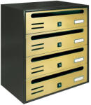 ALUBOX Társasházi postaláda 4 darabos beltéri és kültéri falra szerelhető bronz és antracit CUBO CR levélszekrény galvanizált festett acél