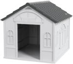 AOSOM Kutyaház 65x75x63 cm sátortetős kutyaház időjárásálló műanyag szürke