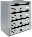 ALUBOX Társasházi postaláda 4 darabos beltéri és kültéri falra szerelhető szürke CUBO CR levélszekrény galvanizált festett acél