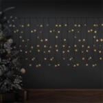 EDDC Fényfüggöny karácsonyi világítás 200 cm fekete 200 db meleg fehér LED karácsonyi fényfüzér