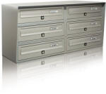 ALUBOX Társasházi postaláda 6 darabos beltéri és kültéri falra szerelhető szürke SLIM 3x2 levélszekrény galvanizált festett acél