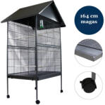 Jago XXL Madárkalitka 4 kerékkel ellátott madárház 164x109x75 cm szürke színben