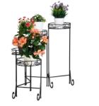 Relax Beltéri és kültéri fém virágtartó állvány 5 polcos fekete színben