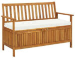AVBench Kerti pad tárolóval, 120x63x84 akácfa kerti pad tárolódobozzal és kárpitozott ülőpárnával