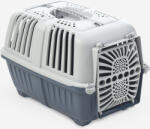  Pratiko fémajtós könnyített műanyag szállítóbox kutyáknak és macskáknak (48 x 31.5 x 33 cm | Szürkés kék színű | Súlya: 962 g)