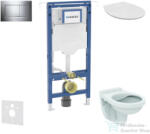 Geberit Duofix falra szerelhető WC szett, Ideal Standard Alpha Wc soft close ülőkével, Sigma 30 króm nyomólappal SANI11CD1106 (SANI11CD1106)