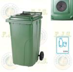 Europlast Kuka 240l zöld üveg hulladékgyűjtő kerekes háztartási szemetes CE Szelektív