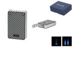 Caseti Dupla Jet láng + Soft Jetflame szivaröngyújtó, 8 mm szivarfúróval - Karbonszálas mintázat / Króm (A-281129)