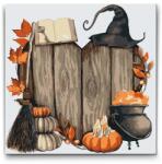  Festés számok szerint - Halloween-i fa szív Méret: 30x30cm, Keretezés: Kartonlemezen