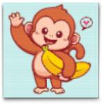  Gyémántszemes kirakó - Majom banánnal Méret: 50x50cm, Keretezés: Keret nélkül (csak a vászon), Gyémántok: Kerek