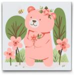  Festés számok szerint - Mackó méhecskével Méret: 30x30cm, Keretezés: Keret nélkül (csak a vászon)