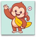  Festés számok szerint - Majom banánnal Méret: 30x30cm, Keretezés: Keret nélkül (csak a vászon)
