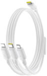 Baseus Data Cable Silky - Gyors töltés, Type-C to Micro-USB, Lightning, USB-C, 100W, 1.5m - Holdfehér