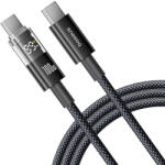 Baseus Data Cable Display 2 - Gyors Töltés, Type-C to Type-C, Digitális Kijelző, 100W, 1m - Kozmikus Fekete Baseus (P10382702121-00)