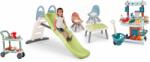 Smoby Set tobogan cu dublu val și stand de legume cu cărucior Toboggan Life Smoby lungimea suprafeței de alunecare 200 cm cu apă și măsuță cu două scăunele KidChair (SM820405-34)