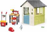 Smoby Set căsuță cu ușă mică și atelier de lucru Jolie Life Smoby cu cărucior de transport valiză și cască (SM810737-8) Casuta pentru copii