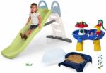 Smoby Set tobogan cu dublu val și nispar cu scaun Funny Toboggan Life Smoby lungimea suprafeței de alunecare 200 cm și pistă de apă cu ciupercă (SM820405-7)