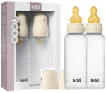 BIBS cseperedő cumisüveg készlet 2x270 ml - natúr kaucsuk cumifejjel, lassú, közepes és gyors áramlású cumifejjel - krémfehér