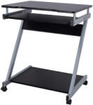 VASAGLE Mobil Számítógépasztal Z-alakú Fekete Görgős Kihúzható Billentyűzettartóval (EUZ-LCD811BV2)