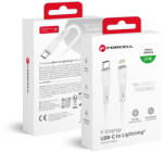 Forcell F-Energy USB C - Lightning kábel PD 3A 27W Szilikon 1 m C346 fehér