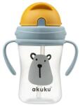 AKUKU Tanulópohár Szívószálas, maci minta (300 ml/db) - diaper