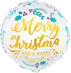 PartyPal Merry Christmas and a Happy New Year fólia lufi, 45 cm