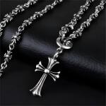 HARAHU Colier GO-38451 Cross - Argintiu / 60cm / 3, 9cm KP38451
