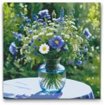  Festés számok szerint - Kék árnyalatú csokor Méret: 50x50cm, Keretezés: Kartonlemezen