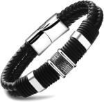BeSpecial Bratara piele neagra cu detalii din inox , Design masculin si elegant (BIGP0133_20)