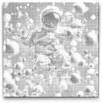  PontPöttyöző - Absztrakt űrhajós Méret: 50x50cm, Keretezés: Kartonlemezen, Szín: Zöld