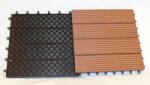 WPC WoodLook WPC csempe padlólap kazettás parketta 30x30 cm Fahatású barna Merbau burkolat. Matt, csúszásmentes felület. Darab ár!
