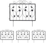 Relax Kerti dekor kerítés 60x60 cm fém kerítéspanel fekete derkoratív virágyágyás szegély leszúrható ágyásszegély