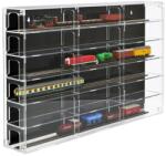 Rosa Modellvasút vitrin, polc bemutató szekrény átlátszó akril H0 méretarányú modellekhez fekete hátlappal bal oldalon nyitott