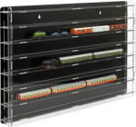 Rosa Modellvasút vitrin, polc bemutató szekrény átlátszó akril TT méretarányú modellekhez fekete hátlappal