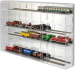 Rosa Modellvasút vitrin, polc bemutató szekrény átlátszó akril H0 méretarányú modellekhez tükrös hátlappal jobb oldalt nyitott