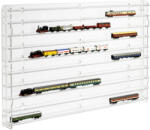 Rosa Modellvasút vitrin, polc bemutató szekrény átlátszó akril N méretarányú modellekhez átlátszó hátlappal