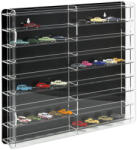 Rosa Modellautó vitrin, polc bemutató szekrény átlátszó akril 1: 87 méretarányú modellekhez 50x7x46 cm fekete hátlappal