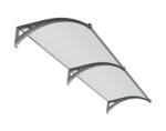 Silver Wing Miko Előtető különleges beépített LED világítású mozgásérzékelős esővédő tető 200x100 cm szürke keret füstös szürke tömör polikarbonát (plexi) tetőlap