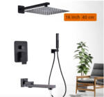 Dusche Fali zuhanyszett falba építhető falsík alatti zuhanycsappal, esőztetős zuhanyfej 40 cm, kézi zuhanyfej, forgatható kádtöltő