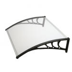 Silver Wing Miko Előtető 150x100cm fekete keret áttetsző tömör polikarbonát - plexi tetőlap B típusú kar ajtóvédő tető