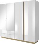  Dulap CITY alb lucios/stejar 220/54/202, 4 cm (0000264431) Garderoba