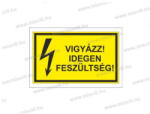  Vigyázz! Idegen Feszültség! (Sárga) 100X60mm Öntapadó matrica