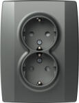 TEM 2x2+F dugalj 16A 250V antracit (17005) VQ16AT