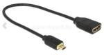 Delock kábel HDMI-micro D male to HDMI-A female 3D 4K, 20cm (DL65687) (DL65687)