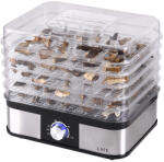 Lafe LAFPAR47689, 250 W, 5 Tálca, Ventilátor, Fekete-Inox-Átlátszó, Gomba- és Gyümölcsaszaló (LAFPAR47689)