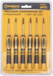 Somogyi Elektronic WORKSITE WT8091 műszerész csavarhúzó készlet, 6db, lapos és Phillips csillag fejek, precíziós feladatokhoz