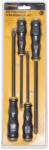 Somogyi Elektronic WORKSITE WT2024 átmenő csavarhúzó készlet, hosszú szárú, 4db, lapos és csillag fejek, mágneses és edzett