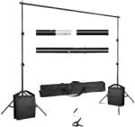 Foto video háttér -támogató állvány, állítható keresztrúd, tartós alumínium konstrukció, Új hozzáadása homokzsák, 2, 6x3m