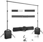  Fotóstúdió háttérállvány, állítható magasság, hordozható hordtáska, 2mx3m, Adjon hozzá 2db homokzsákot